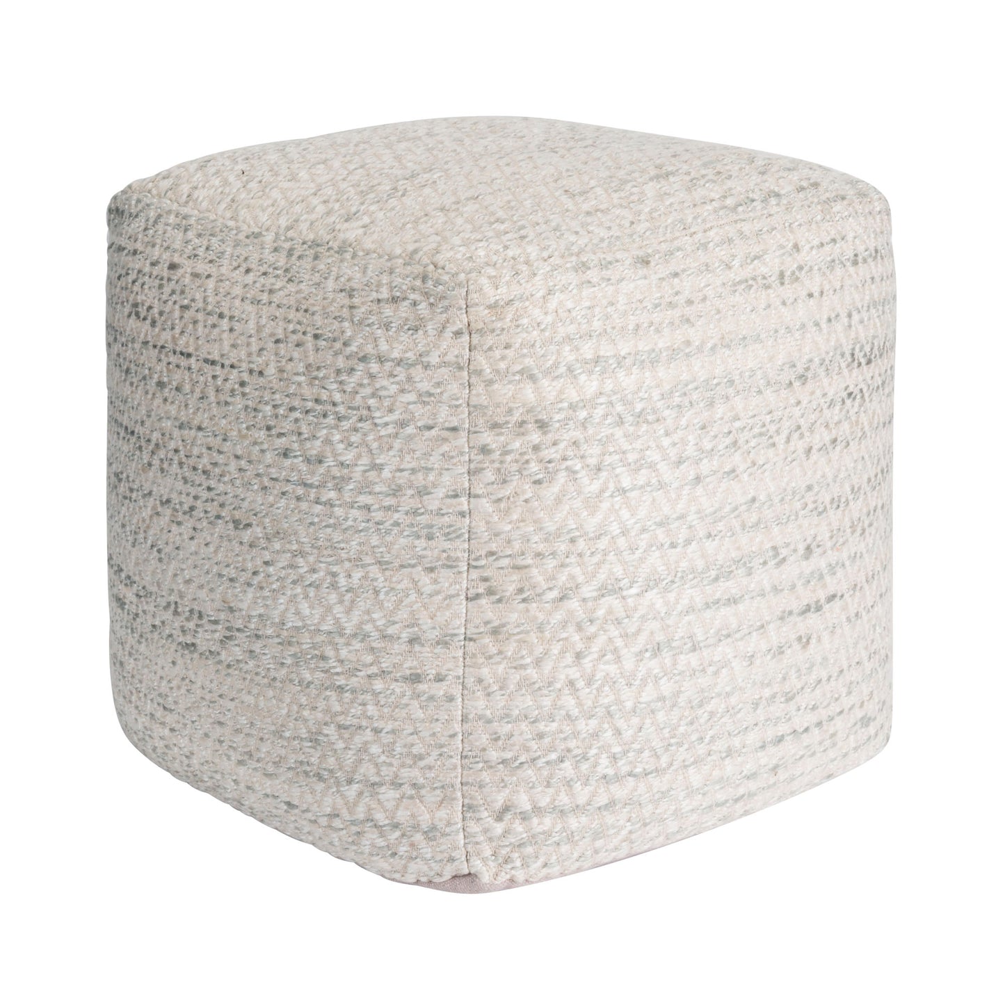Galaxy Zig-Zag Pouf Ottoman Ivory/Silver