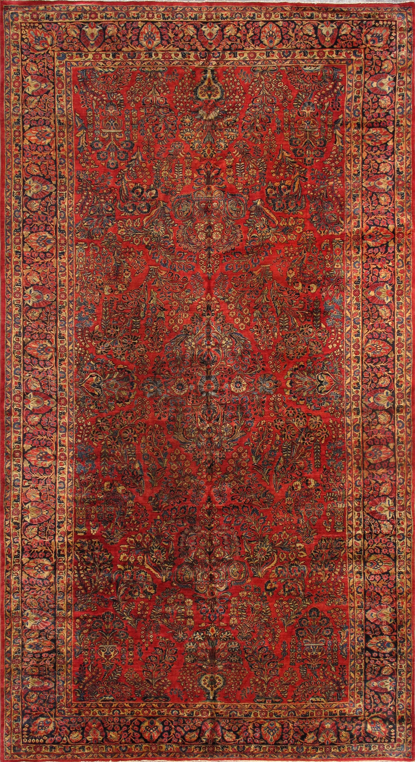 Red Antique Sarouk Collection Lamb's Wool Area Rug