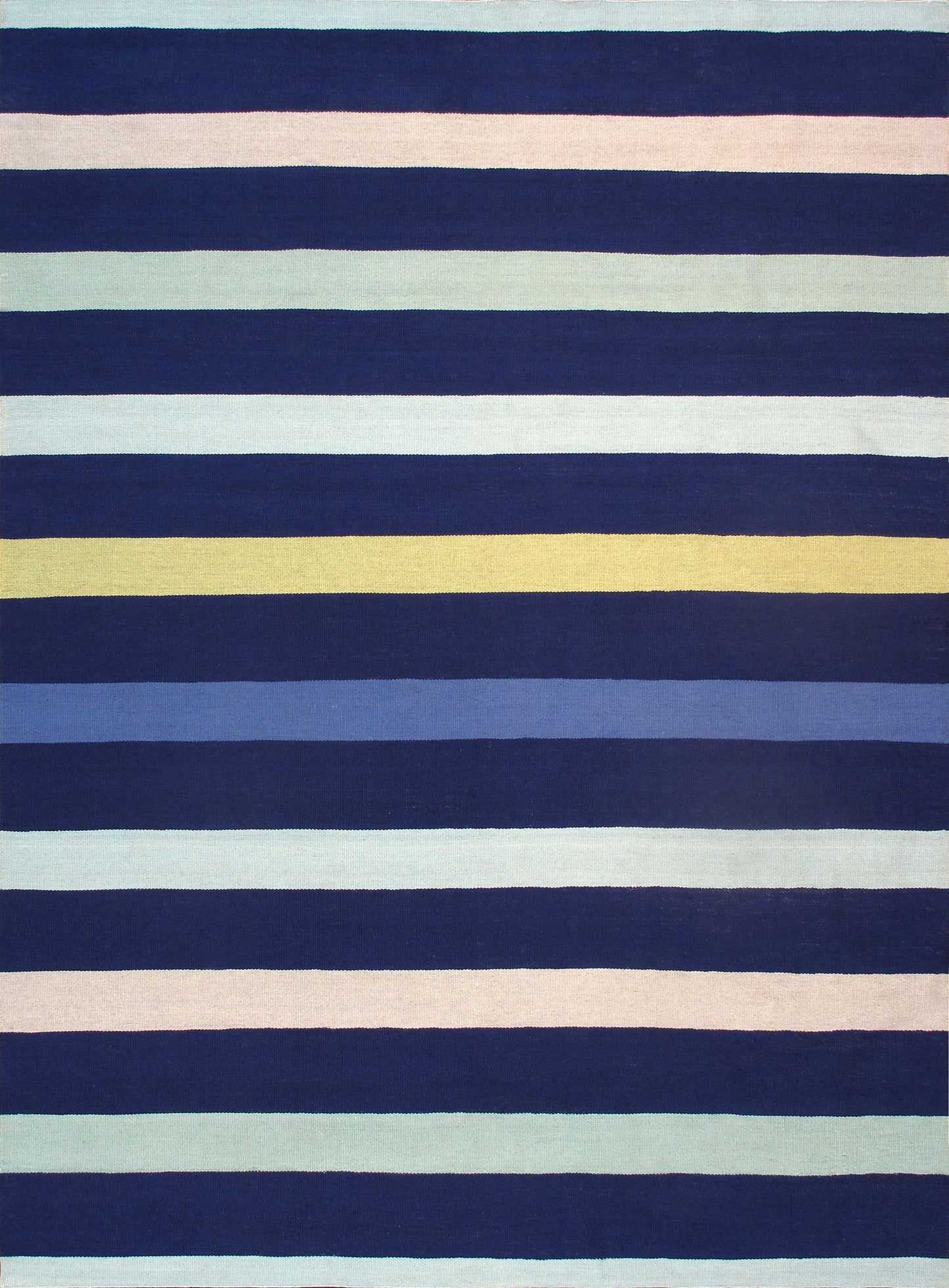 Stripped Colorful Blue Handwoven Indoor/Outdoor Area Rug