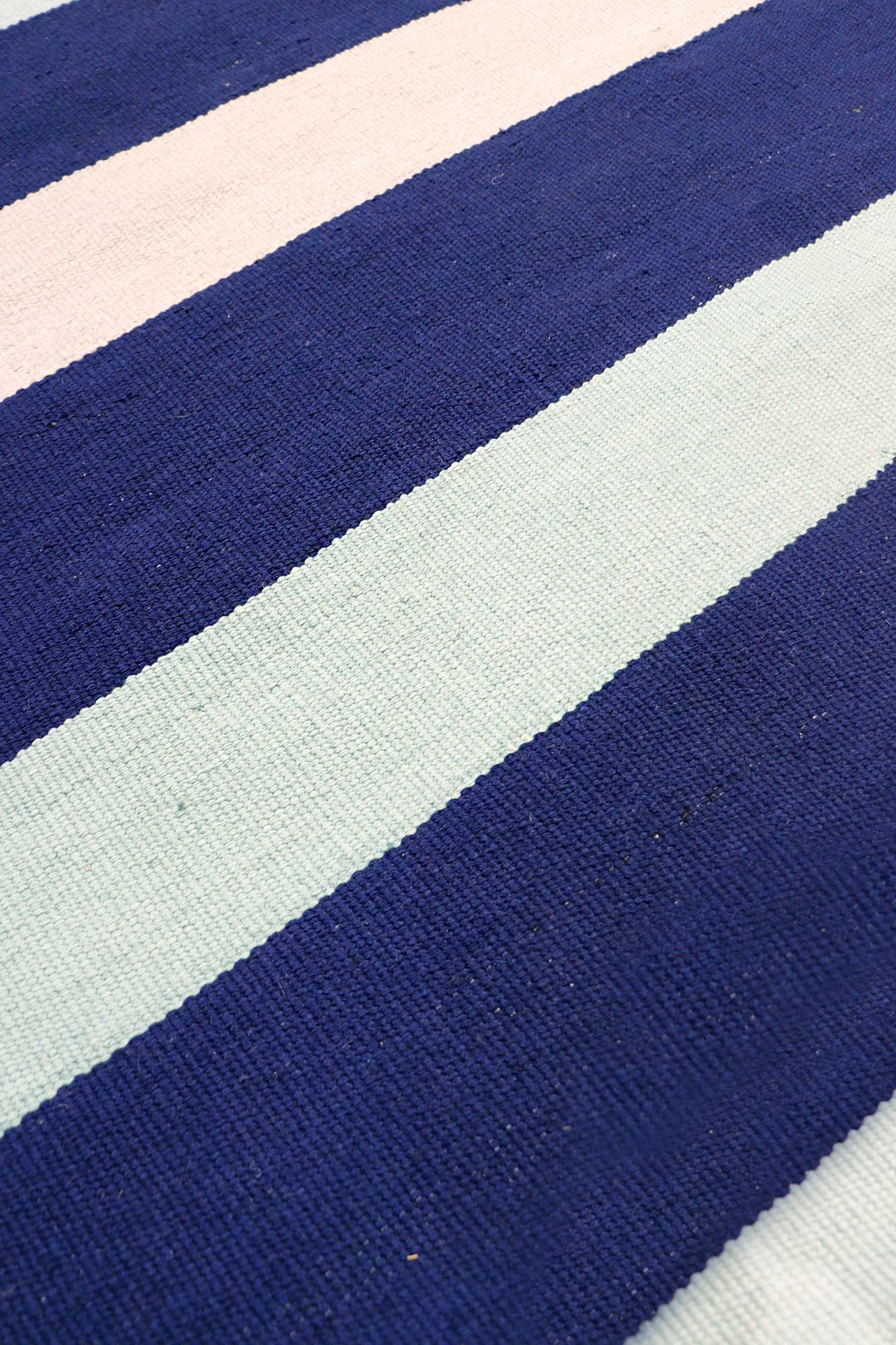Stripped Colorful Blue Handwoven Indoor/Outdoor Area Rug