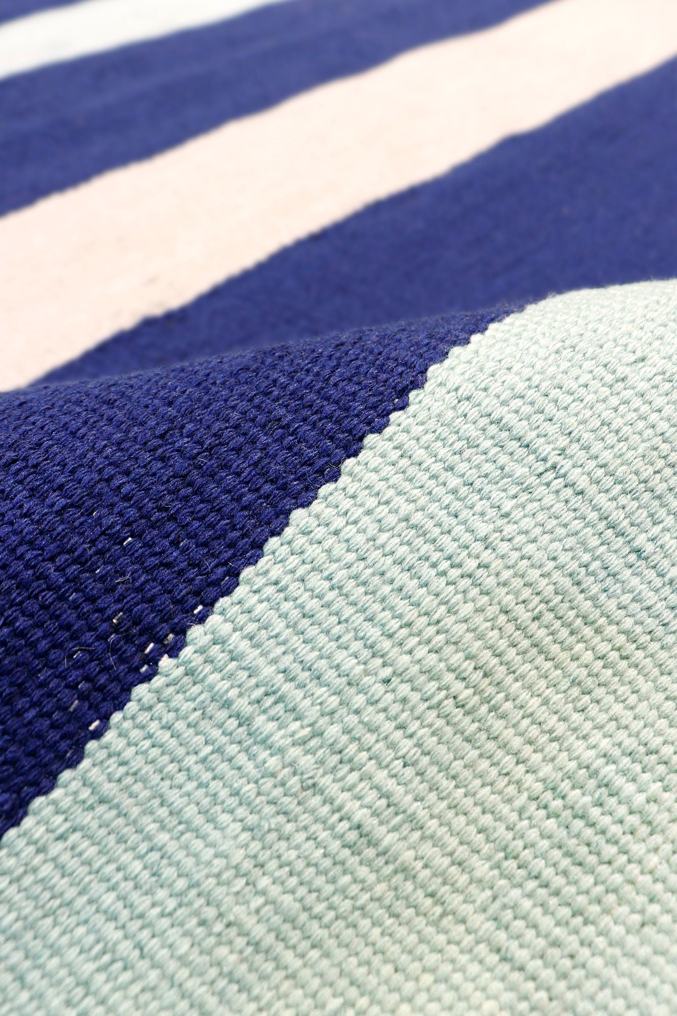 Stripped Colorful Blue Handwoven Indoor/Outdoor Area Rug