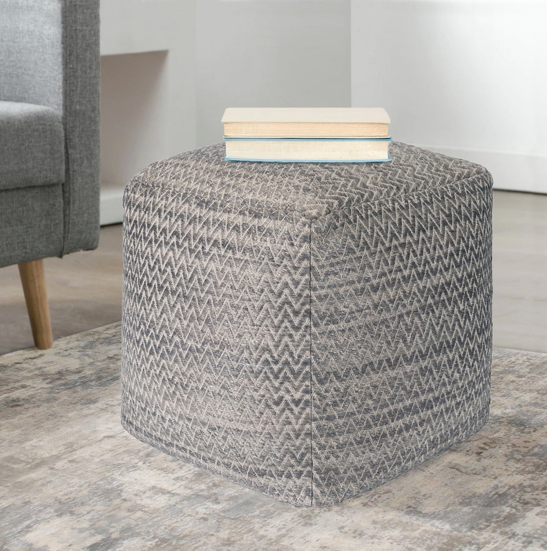 Galaxy Zig-Zag Pouf Ottoman Gray/Silver