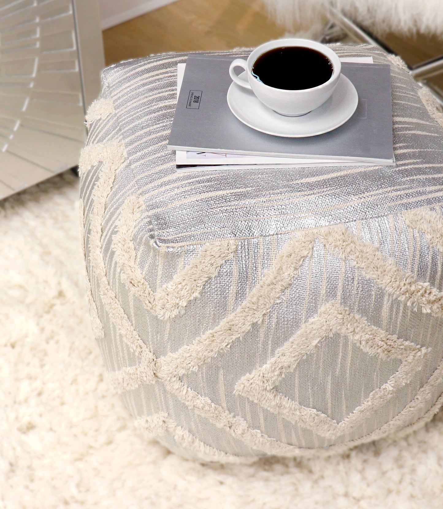 Silver Grandcanyon Cotton Pouf