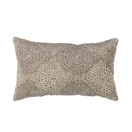 Naples Cotton & Bsilk Embroidered Pillow Beige/Taupe