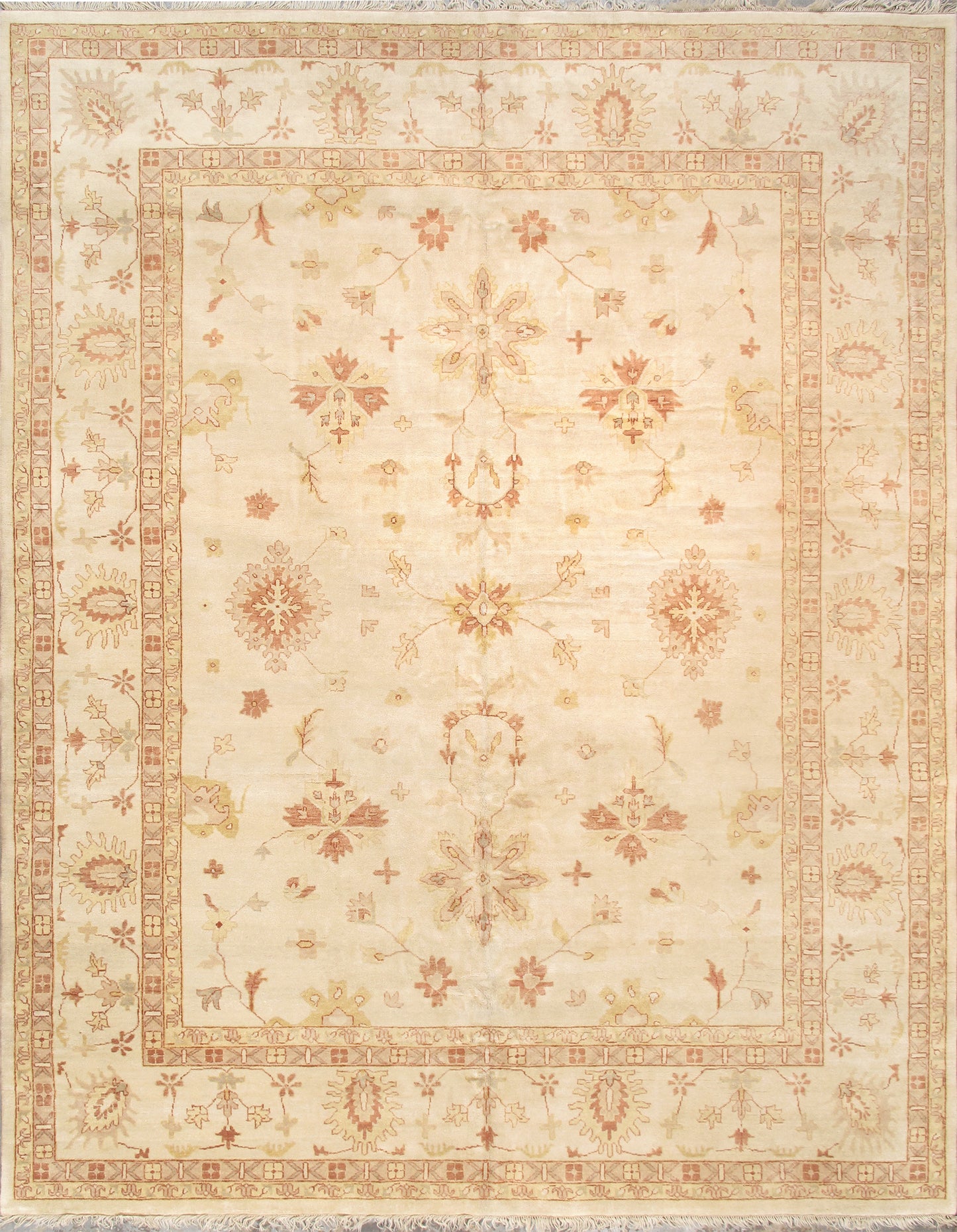Ivory Hand-Knotted Woolen Area Rug
