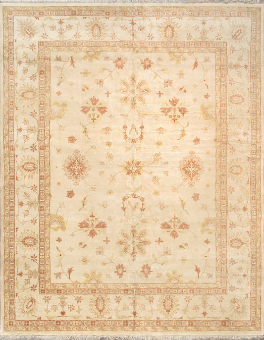 Ivory Hand-Knotted Woolen Area Rug